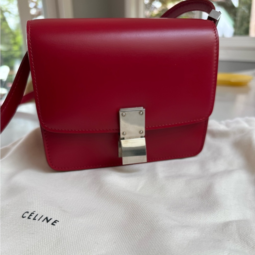 Celine Red Crossbody Bag with Sleek Design Excellent Condition Small